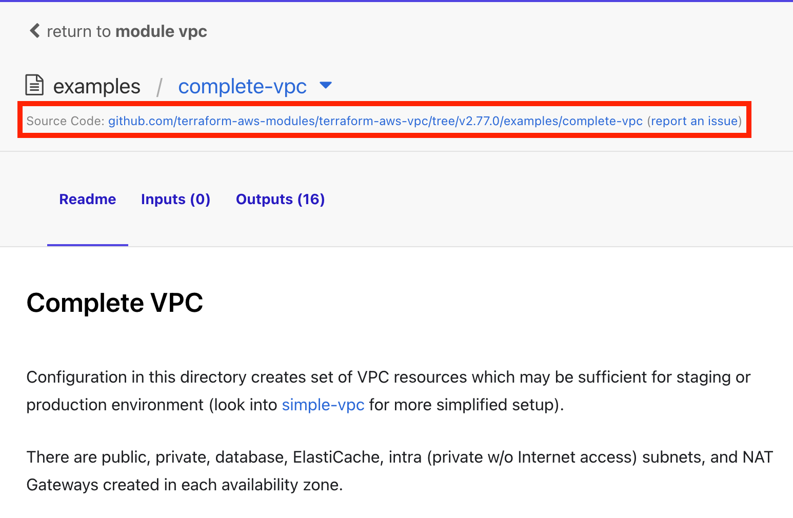 Official AWS VPC module complete-vpc example